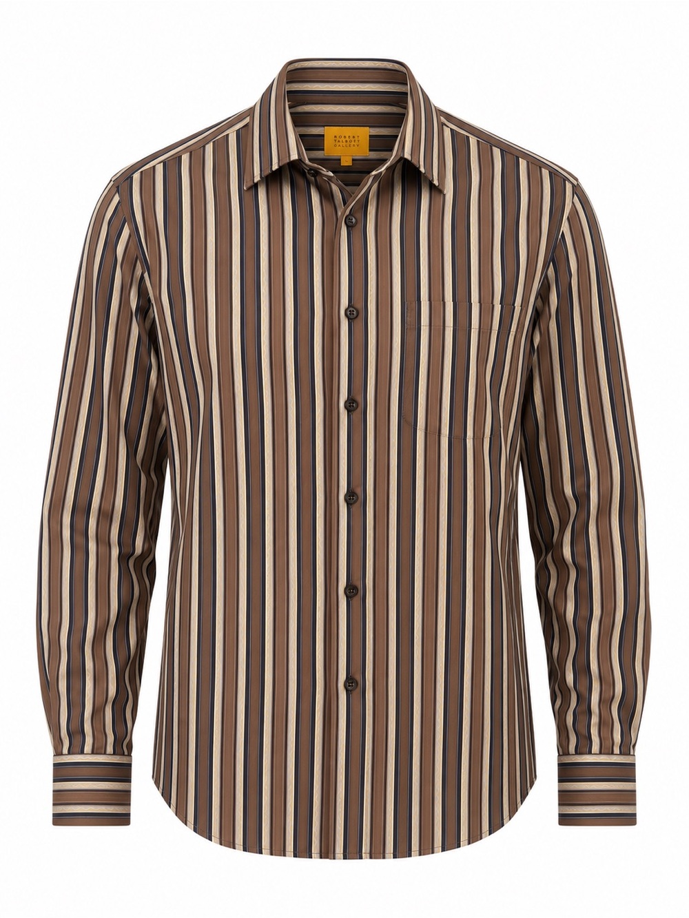 Robert Talbott Gallery Men’s Large Brown Striped Long Sleeve Button Shirt